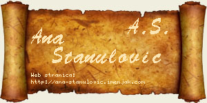Ana Stanulović vizit kartica
